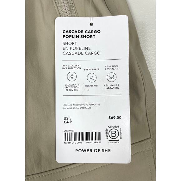 Athleta Cascade Poplin Cargo Short Oak Small Outdoors Hiking Athletic Camping - Picture 8 of 13